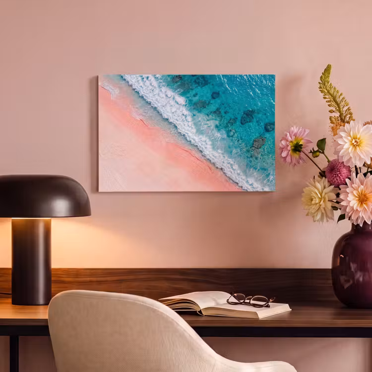 Strand - Oceaan - Golven - Roze Zand - Natuur canvas 2cm klein -sfeer4