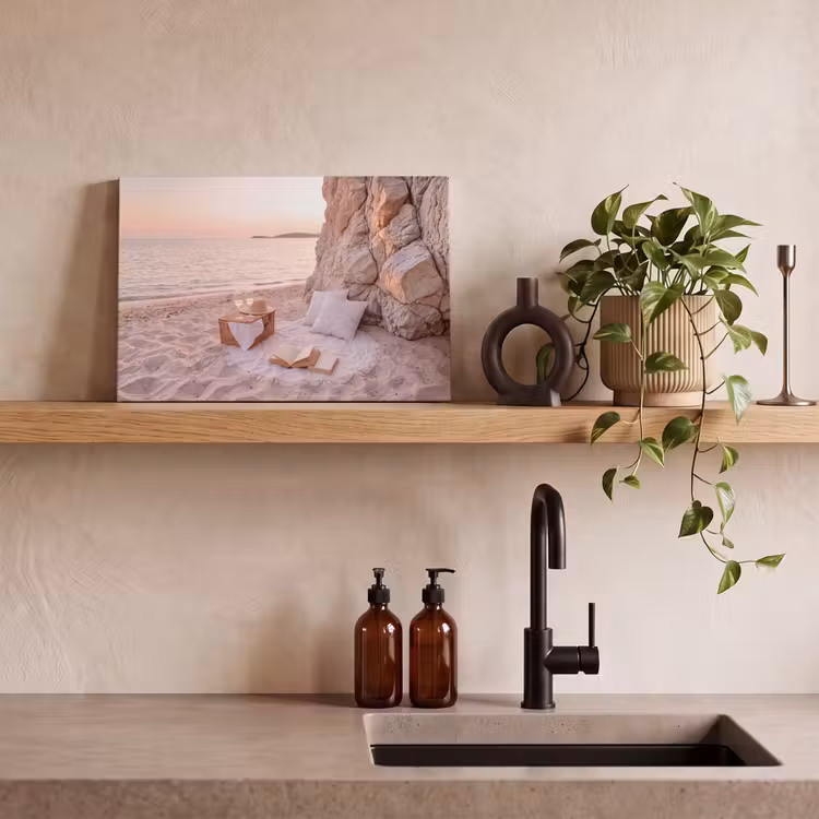 Strand - Picknick - Zonsondergang - Zomer - Natuur canvas 2cm klein -sfeer3