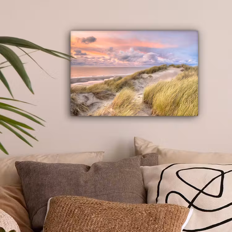 Strand - Zee - Duin - Zonsondergang canvas 2cm klein -sfeer1