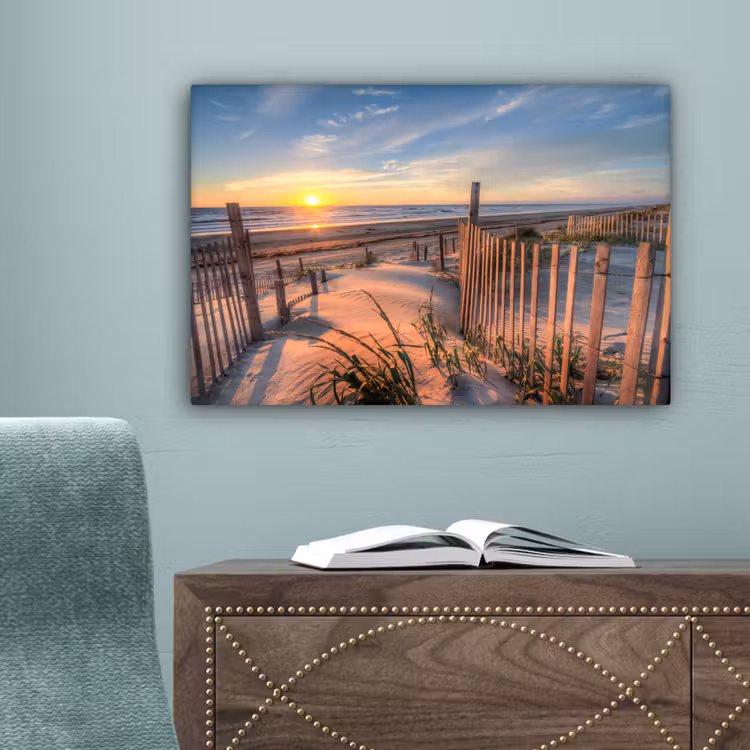 Strand - Zee - Duin - Zonsondergang - Landschap canvas 2cm klein -sfeer4