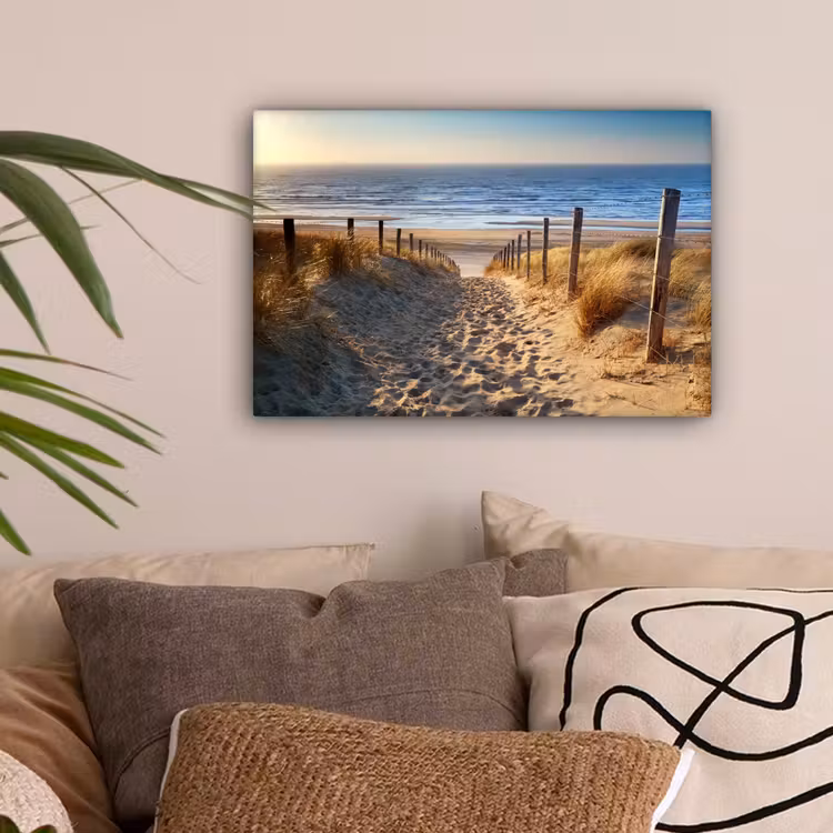 Strand - Zee - Nederland - Duinen - Zon canvas 2cm klein -sfeer1
