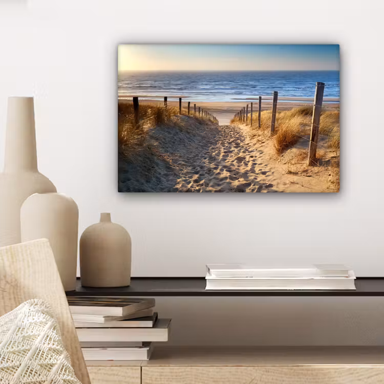 Strand - Zee - Nederland - Duinen - Zon canvas 2cm klein -sfeer6
