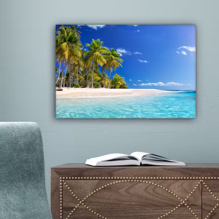 Strand - Zee - Palmboom - Zon - Zomer canvas 2cm klein -sfeer4