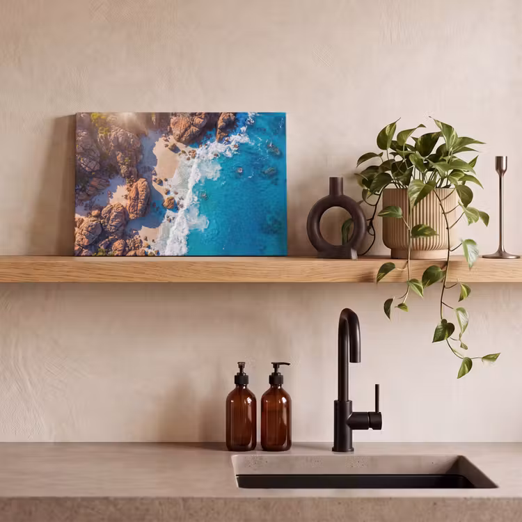 Strand - Zee - Rotsen - Natuur - Blauw canvas 2cm klein -sfeer3