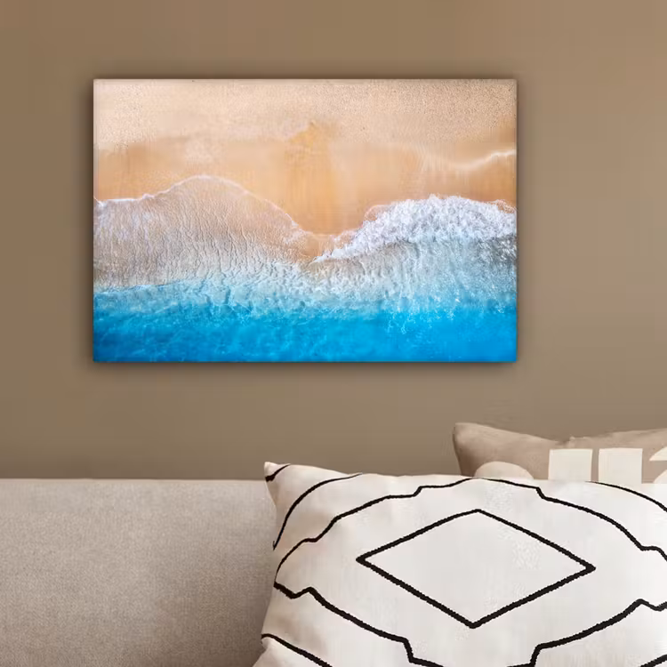 Strand - Zee - Zand - Zomer - Blauw - Golven canvas 2cm klein -sfeer3