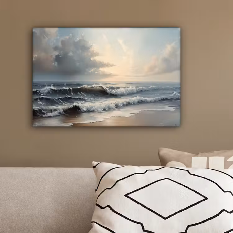 Strand - Zee - Zonsondergang canvas 2cm klein -sfeer3