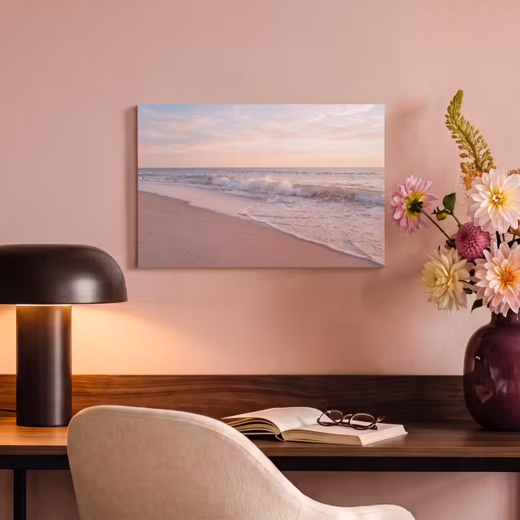 Strand - Zee - Golven - Natuur - Zonsondergang canvas 2cm klein -sfeer4