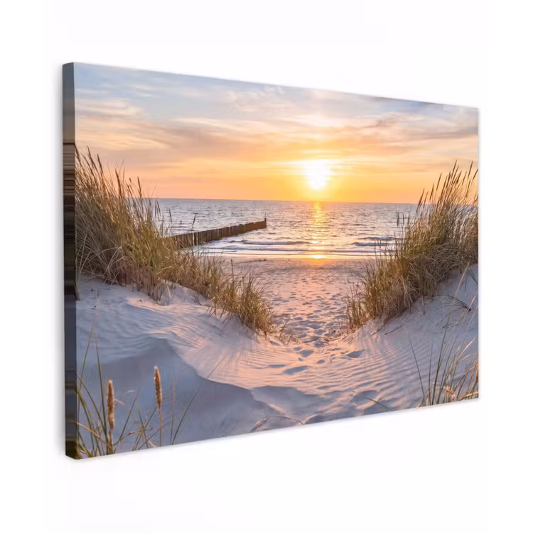 Strand - Zonsondergang - Natuur - Landschap canvas 2cm klein -z3d
