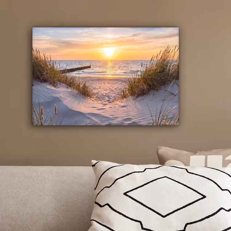 Strand - Zonsondergang - Natuur - Landschap canvas 2cm klein -sfeer3