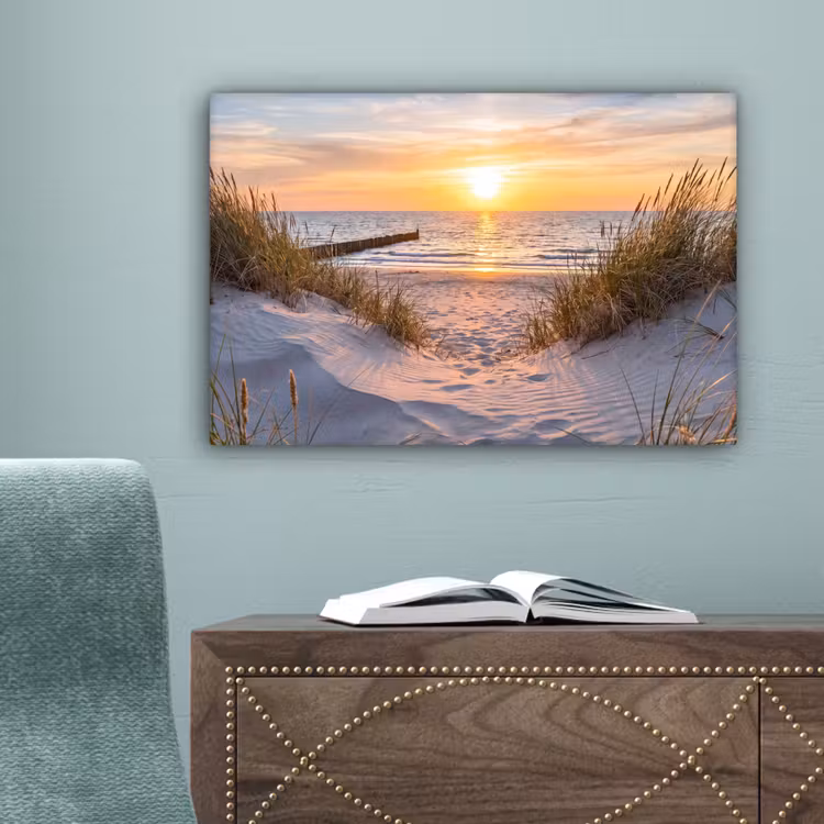 Strand - Zonsondergang - Natuur - Landschap canvas 2cm klein -sfeer4