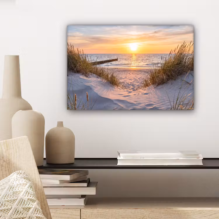Strand - Zonsondergang - Natuur - Landschap canvas 2cm klein -sfeer6