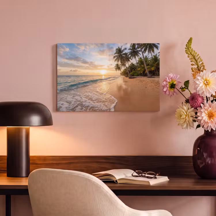 Strand - Zonsondergang - Tropisch - Natuur - Goud canvas 2cm klein -sfeer4