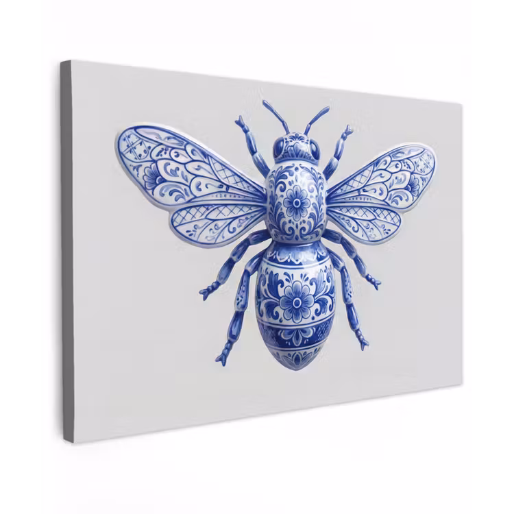 Bij - Modern - Delfts - Blauw canvas 2cm klein -z3d
