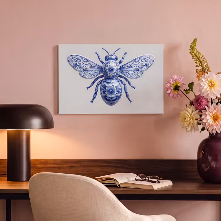 Bij - Modern - Delfts - Blauw canvas 2cm klein -sfeer4