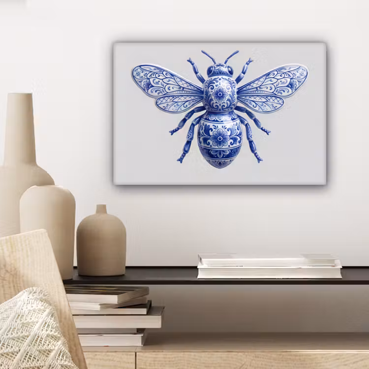 Bij - Modern - Delfts - Blauw canvas 2cm klein -sfeer6