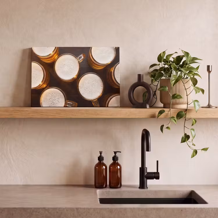 Bier - Glazen - Schuim - Hout - Drank canvas 2cm klein -sfeer3