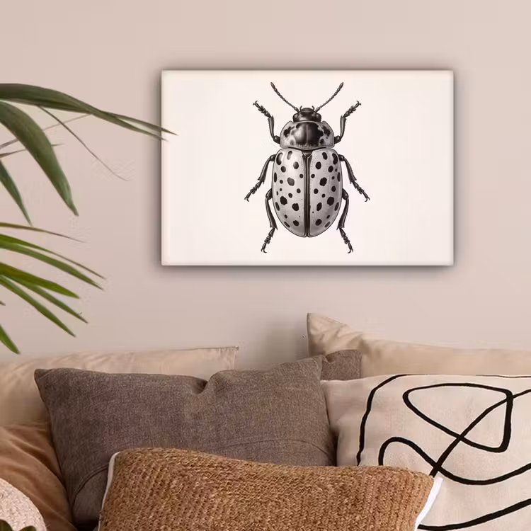 Kever - Insect - Vintage canvas 2cm klein -sfeer1