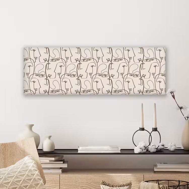 Beige - Gezicht - Lijnen - Bruin canvas 2cm klein 828 -sfeer6