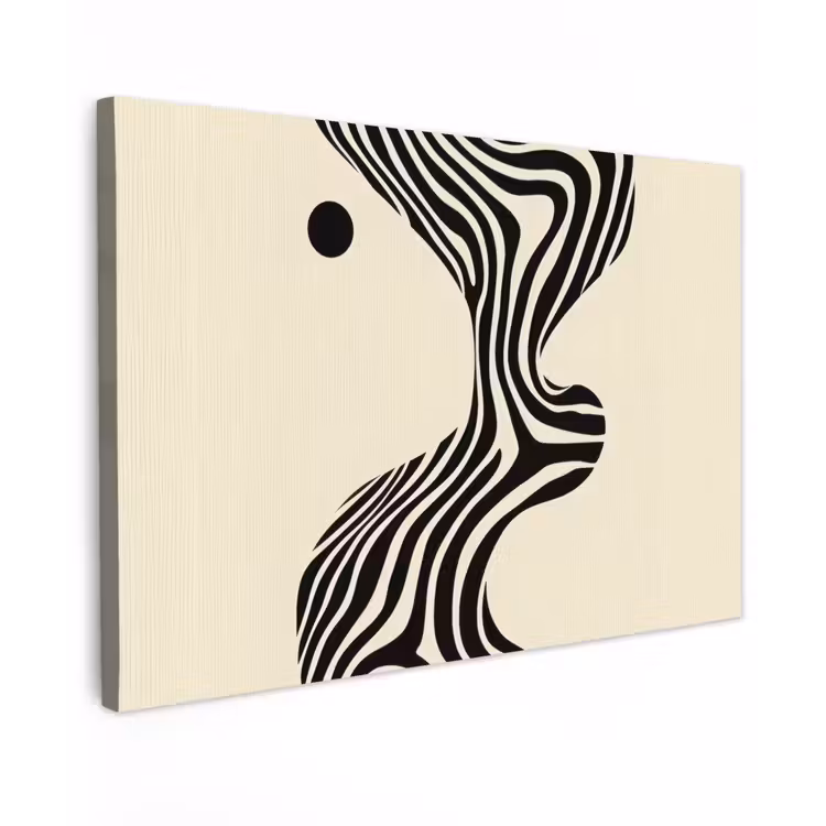 Beige - Lijnen - Golvend - Abstract canvas 2cm klein -z3d