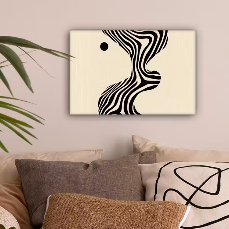 Beige - Lijnen - Golvend - Abstract canvas 2cm klein -sfeer1