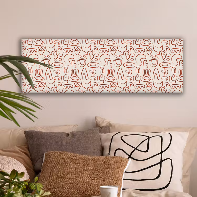 Beige - Vormen - Rood - Patroon canvas 2cm klein 828 -sfeer1
