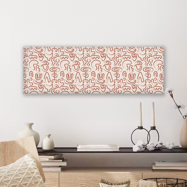 Beige - Vormen - Rood - Patroon canvas 2cm klein 828 -sfeer6