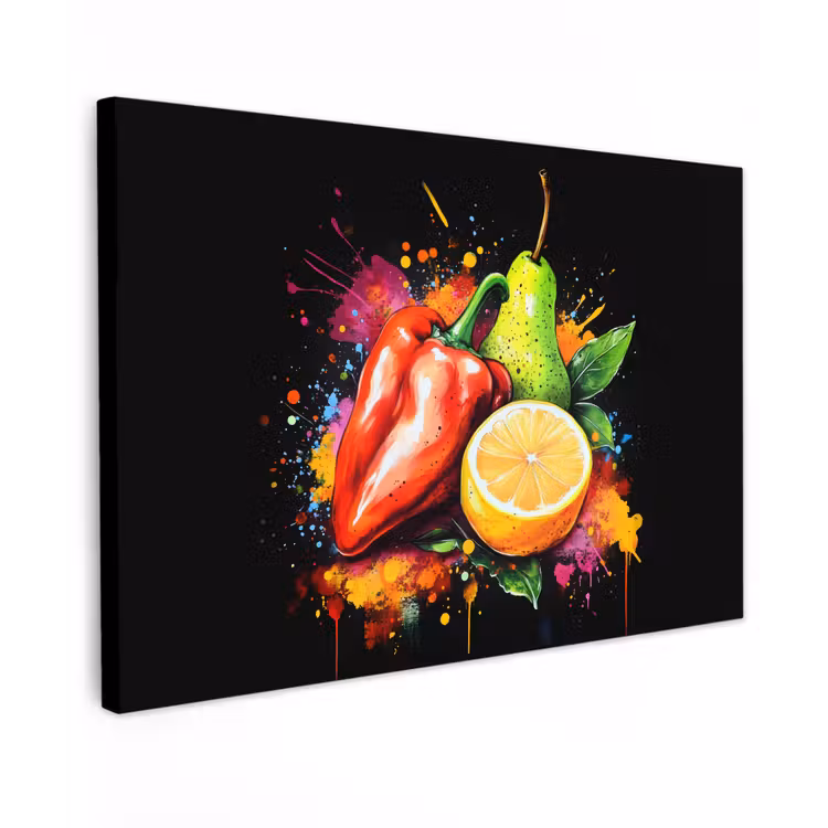 Paprika - Peer - Citroen - Graffiti - Verf - Abstract canvas 2cm klein -z3d
