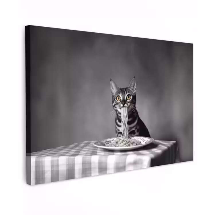 Bengaal - Kat - Tafelkleed - Zwart - Wit - Dier canvas 2cm klein -z3d