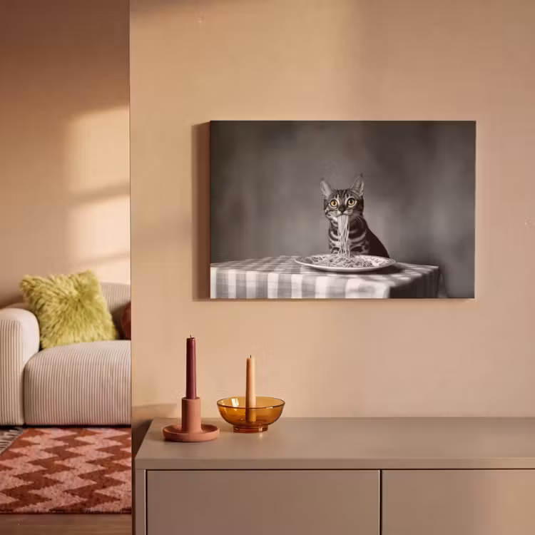 Bengaal - Kat - Tafelkleed - Zwart - Wit - Dier canvas 2cm klein -sfeer1