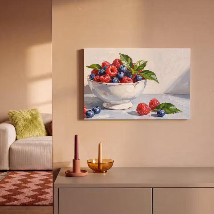 Canvas Print - Berries - Bowl - Food - Bessen - Kom - Eten canvas 2cm klein