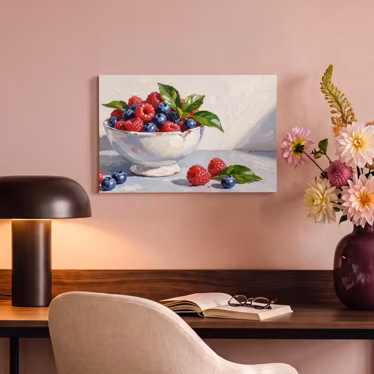Canvas Print - Berries - Bowl - Food - Bessen - Kom - Eten canvas 2cm klein
