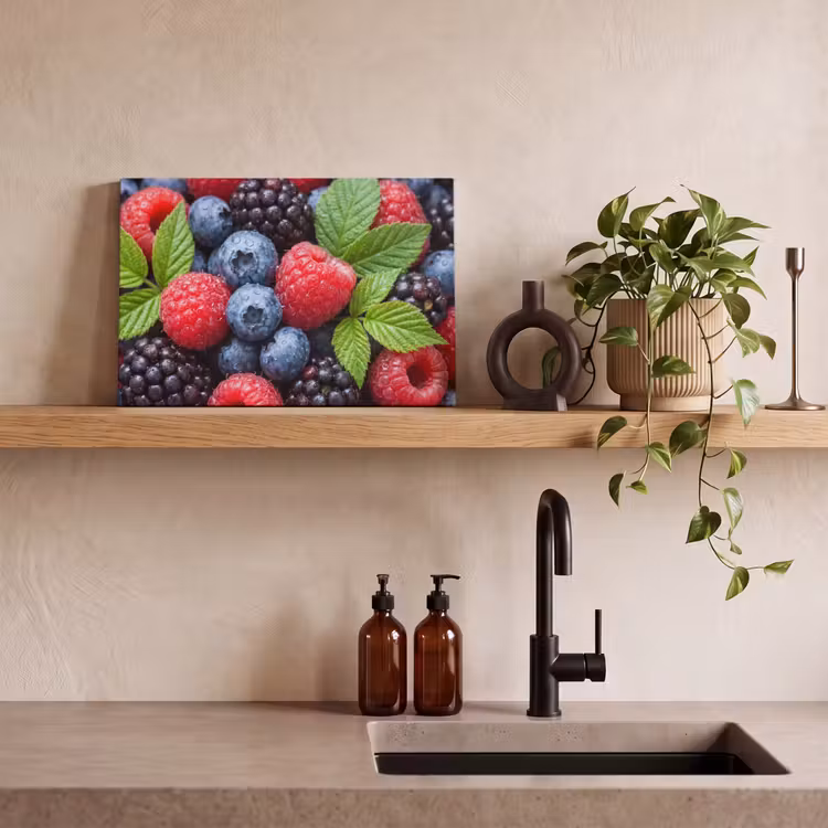 Bessen - Vers - Waterdruppels - Kleurrijk - Eten canvas 2cm klein -sfeer3