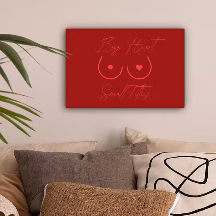 big heart small titties - Hart - Rood canvas 2cm klein -z3d