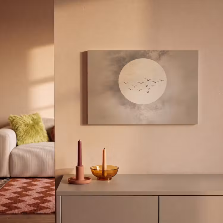 Vogel - Beige - Japandi canvas 2cm klein -sfeer1