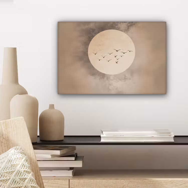 Vogel - Beige - Japandi canvas 2cm klein -sfeer6