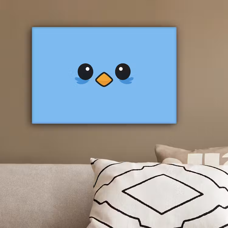 Vogel - Blauw - Eenvoudig canvas 2cm klein -sfeer3