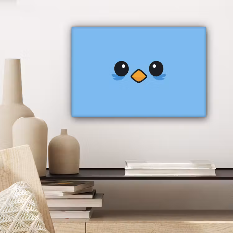Vogel - Blauw - Eenvoudig canvas 2cm klein -sfeer6