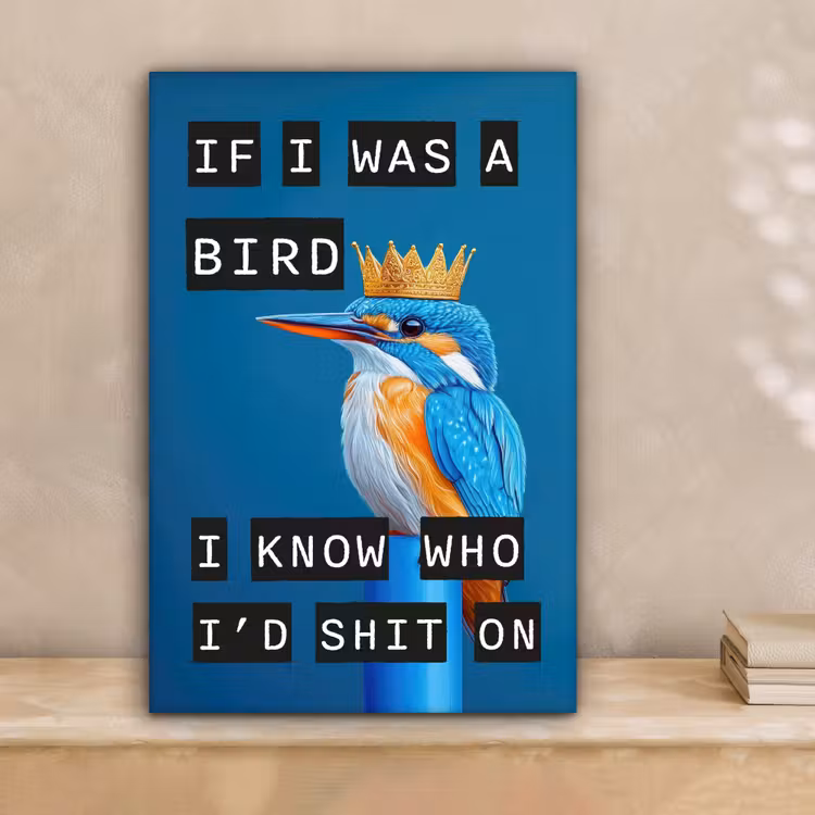 Vogel - Decoratie - Ijsvogel - Blauw canvas 2cm klein -sfeer1