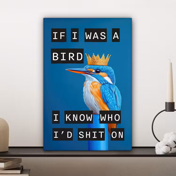 Vogel - Decoratie - Ijsvogel - Blauw canvas 2cm klein -sfeer6