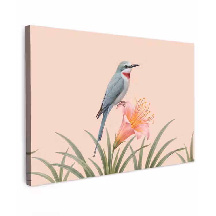 Vogel - Bloem - Natuur - Roze canvas 2cm klein -z3d