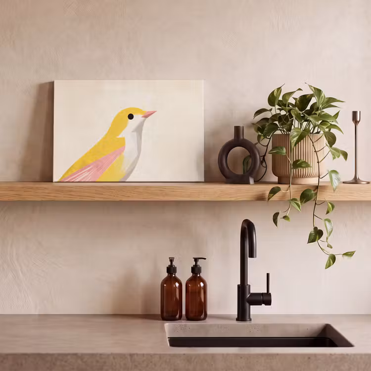 Vogel - Minimalistisch - Geel canvas 2cm klein -sfeer3