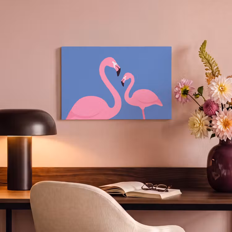 Vogel - Paar - Dieren - Modern - Roze canvas 2cm klein -sfeer4