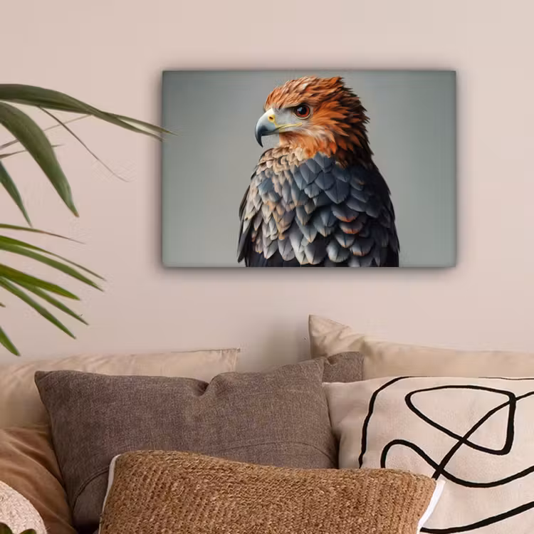 Vogel - Realistisch - Veren - Bruin canvas 2cm klein -sfeer1
