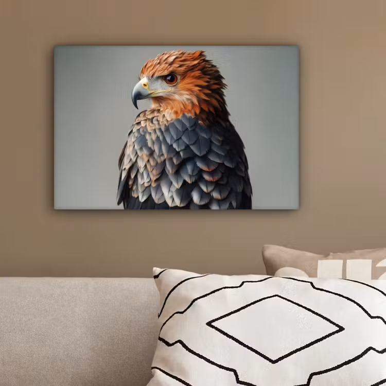 Vogel - Realistisch - Veren - Bruin canvas 2cm klein -sfeer3