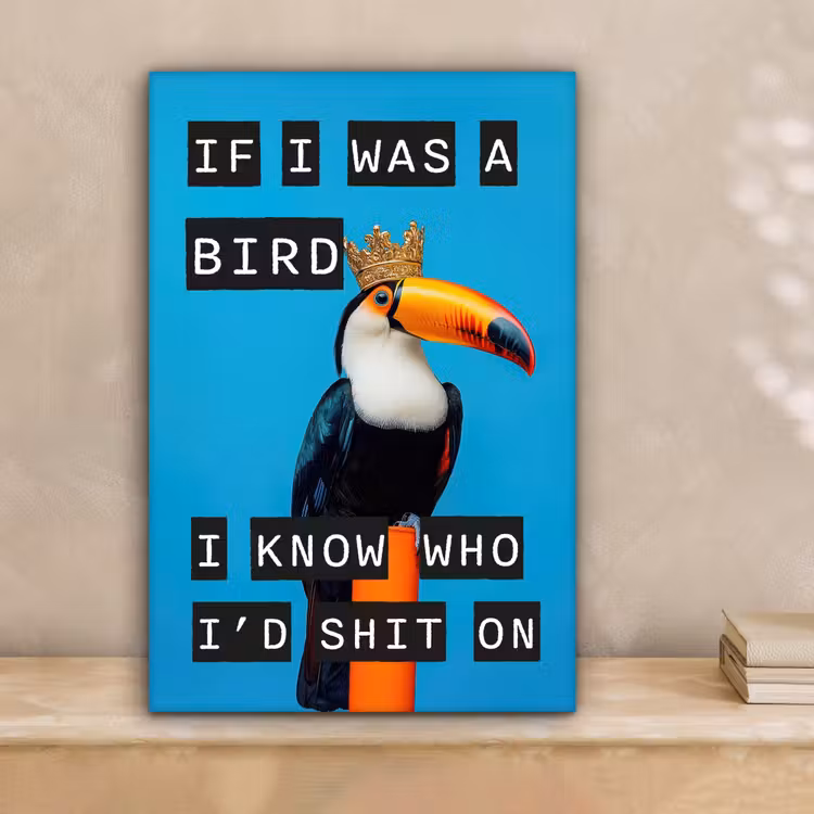 Vogel - Toekan - Blauw - Quotes canvas 2cm klein -sfeer1