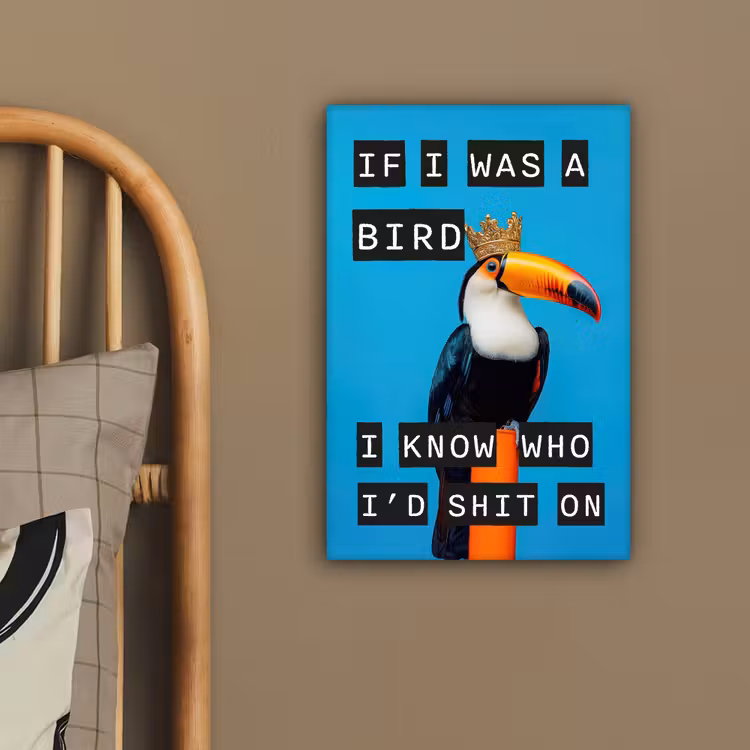 Vogel - Toekan - Blauw - Quotes canvas 2cm klein -sfeer3