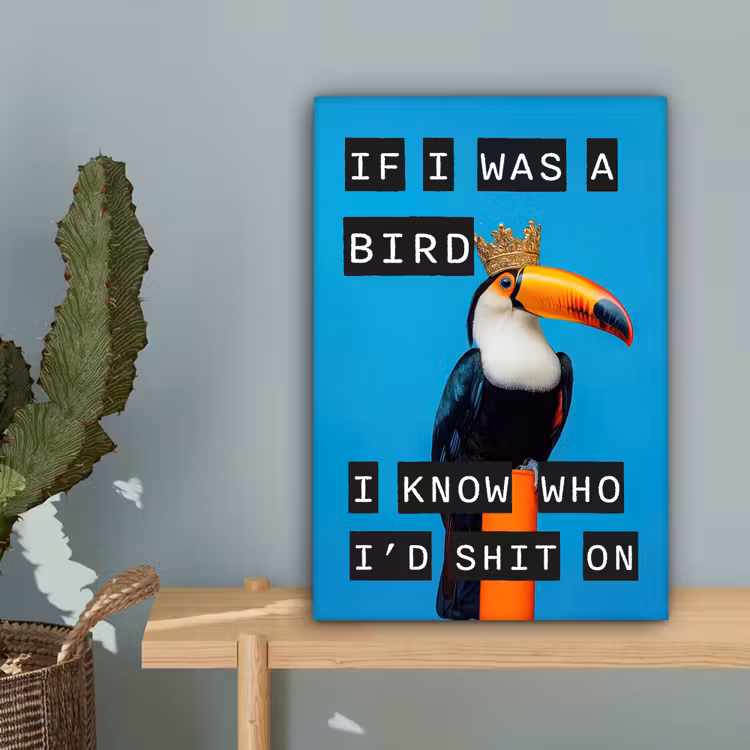 Vogel - Toekan - Blauw - Quotes canvas 2cm klein -sfeer4