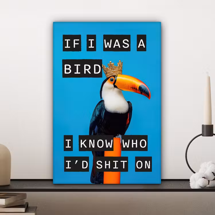 Vogel - Toekan - Blauw - Quotes canvas 2cm klein -sfeer6