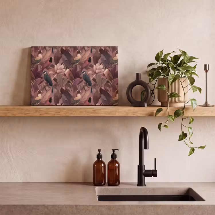 Vogels - Bladeren - Roze canvas 2cm klein 34 -sfeer3