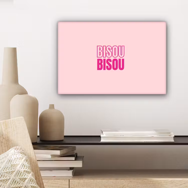 Bisou - Roze - Minimalistisch canvas 2cm klein -sfeer3